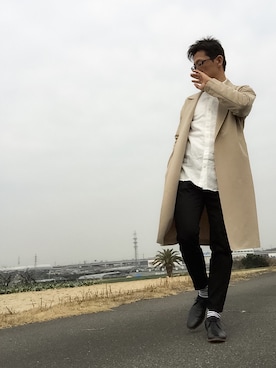 「ベージュのコート」｜jin206さん（メンズ・169cm）の春コーディネート