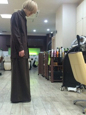 「usedのアイテム（シャツ/ブラウス、ブラウン系）」を使った、yutaさん（メンズ）の冬コーディネート