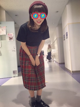 「秋色コーデ」｜「アイテム（ハンチング/ベレー帽）」を使った、おりはら  まよさん（レディース・163cm）の夏コーディネート