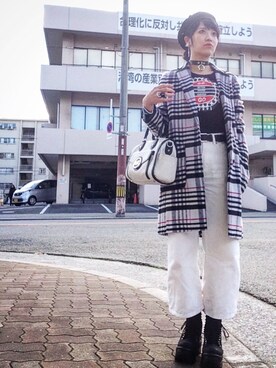「パンク」｜「アイテム（チェスターコート）」を使った、channieさん（レディース・161cm）の冬コーディネート