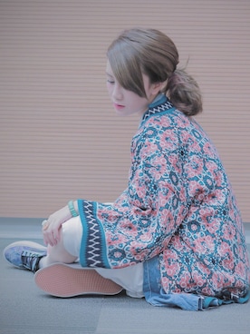 「asos（エイソス）のアイテム（ノーカラージャケット）」を使った、HANA TAMさん（レディース・158cm）の冬コーディネート