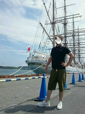 「quenere（カーネル）のアイテム（帽子）」を使った、カホンさん（メンズ・169cm）の夏コーディネート