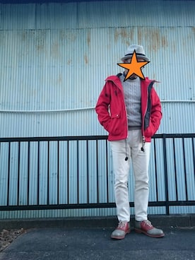 「メルトン」｜「アイテム（マウンテンパーカー）」を使った、カホンさん（メンズ・169cm）の冬コーディネート