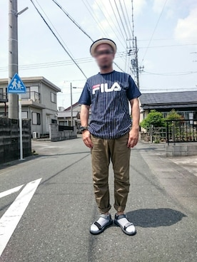 「quenere（カーネル）のアイテム（帽子）」を使った、カホンさん（メンズ・169cm）の春コーディネート