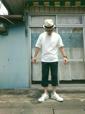 「quenere（カーネル）のアイテム（帽子）」を使った、カホンさん（メンズ・169cm）の夏コーディネート