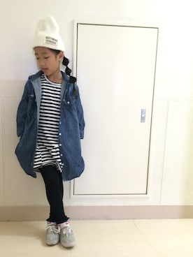 「学校」｜「アイテム（デニムジャケット）」を使った、あーやさん（キッズ・120cm）の春コーディネート