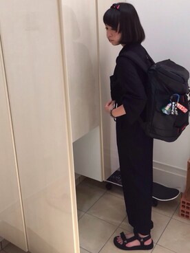 「MONKI（モンキ）のアイテム（つなぎ/オールインワン）」を使った、KYAWAさん（レディース・157cm）の秋コーディネート