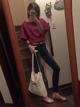 「passage mignon/flaneur（パサージュミニョンフラヌール）のアイテム（サンダル）」を使った、imokoさん（レディース・165cm）の秋コーディネート