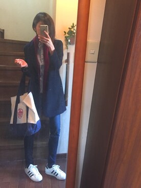 「ワンポイント」｜「アイテム（チェスターコート）」を使った、imokoさん（レディース・165cm）の春コーディネート