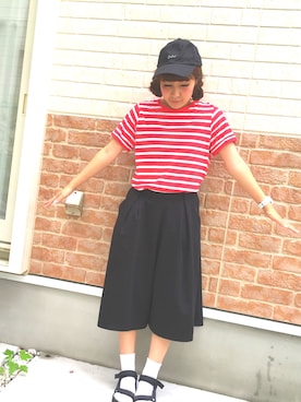 「7月WEAR夏のサンダル祭り」｜「アイテム（キャップ）」を使った、@Eriiicaさん（レディース・153cm）の夏コーディネート
