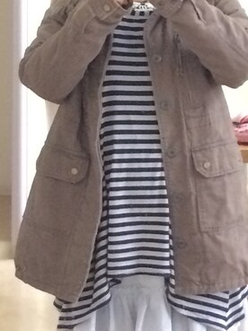 「H&M（エイチ・アンド・エム）のアイテム（ワンピース、ブラック系）」を使った、のなかれい。さん（155cm）の秋コーディネート
