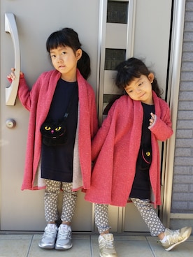「Handmade（ハンドメイド）のアイテム（その他アウター）」を使った、🌸chisa🌸さん（キッズ・100cm）の冬コーディネート