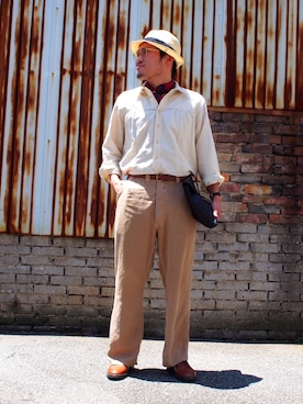 「Felisi（フェリージ）のアイテム」を使った、石地雄一さん（メンズ・170cm）の夏コーディネート