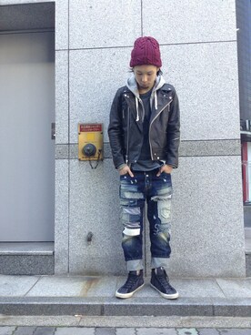 「L.H.P（エルエイチピー）のアイテム（スニーカー）」を使った、shintaro itoさん（メンズ・173cm）の秋コーディネート