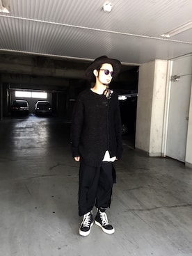 「DRKSHDW by RICK OWENS（ダークシャドウ バイ リックオウエンス）のアイテム」を使った、shintaro itoさん（メンズ・173cm）の秋コーディネート