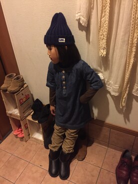 「no brand（ノーブランド）のアイテム（チュニック）」を使った、ayakoさん（キッズ・125cm）の冬コーディネート