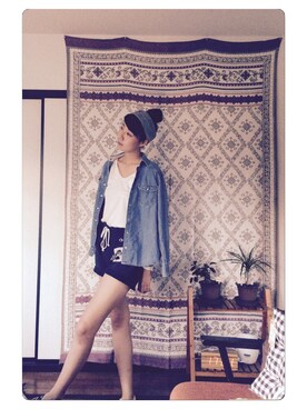 「アクティブ」｜「アイテム（ヘアアクセサリー）」を使った、Manami Saitohさん（レディース・168cm）の夏コーディネート