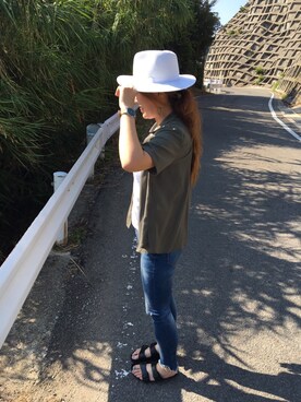 「UNIQLO（ユニクロ）のアイテム（シャツ/ブラウス、グリーン系）」を使った、HIROKAさん（レディース・163cm）の夏コーディネート