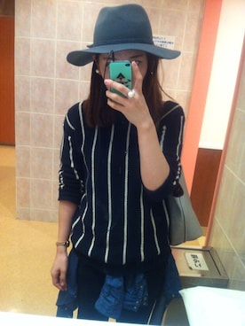 「ストライプニット」｜「アイテム（アクセサリー）」を使った、t.mさん（レディース・168cm）の秋コーディネート