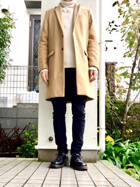 「アイテム（チェスターコート）」を使った、kazuyaさん（メンズ・175cm・10代）の秋コーディネート