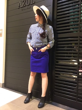 「ギンガムチェックシャツ」｜na◇miさん（レディース・150cm）の冬コーディネート