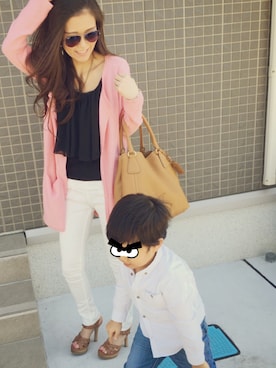 「息子」｜「アイテム（アクセサリー）」を使った、AYUさん（レディース・155cm）の春コーディネート