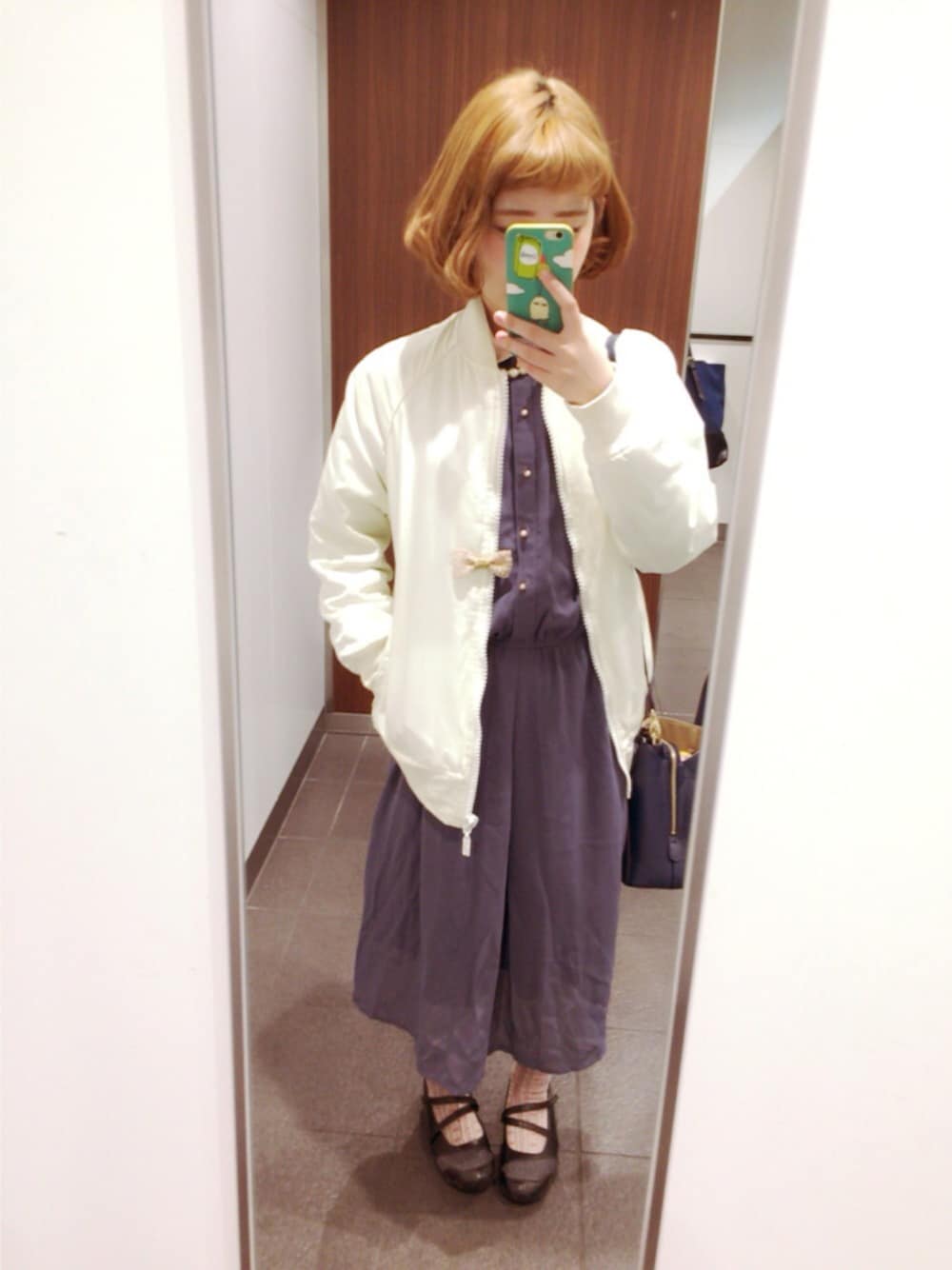 「はるコーデ」｜「古着のアイテム（ブルゾン、ホワイト系）」を使った、ぶっせさん（レディース・155cm）の春コーディネートの1枚目の写真