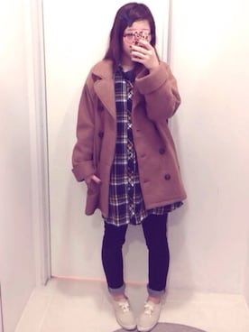 「PAGEBOY（ページボーイ）のアイテム（シャツワンピース）」を使った、りなこさん（レディース・157cm）の秋コーディネート