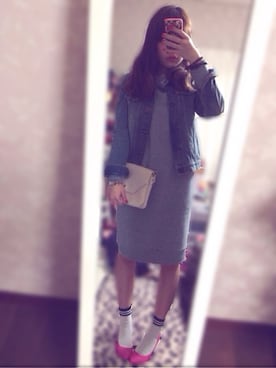 「ヒール×靴下」｜「アイテム（ワンピース/ドレス）」を使った、りなこさん（レディース・157cm）の冬コーディネート
