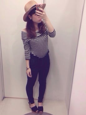 「コルクヒール」｜「アイテム（帽子）」を使った、りなこさん（レディース・157cm）の春コーディネート
