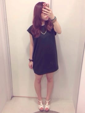 「コルクヒール」｜「アイテム（ワンピース/ドレス）」を使った、りなこさん（レディース・157cm）の夏コーディネート
