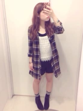 「PAGEBOY（ページボーイ）のアイテム（シャツワンピース）」を使った、りなこさん（レディース・157cm）の夏コーディネート