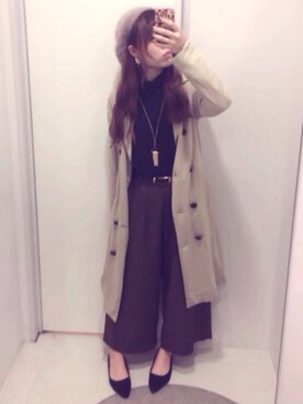 「AVAN LILY（アヴァンリリィ）のアイテム（トレンチコート）」を使った、りなこさん（レディース・157cm）の秋コーディネート