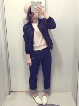 「OZOC（オゾック）のアイテム（ローファー）」を使った、りなこさん（レディース・157cm）の春コーディネート