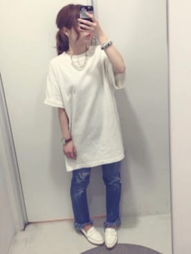 「OZOC（オゾック）のアイテム（ローファー）」を使った、りなこさん（レディース・157cm）の春コーディネート