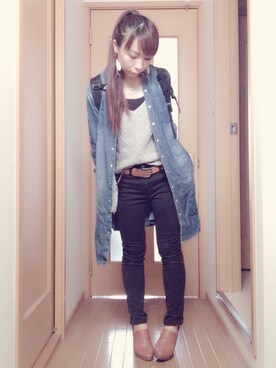 「アイテム（シャツワンピース）」を使った、＿HIBIKI＿さん（レディース・155cm・20代）の秋コーディネート