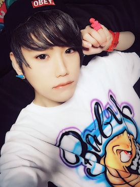 「アイテム（ピアス（両耳用）、ブルー系）」を使った、xoxoさん（メンズ・167cm）の春コーディネート