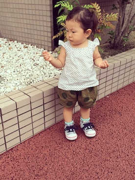 「babyGAP（babyGAP）のアイテム（タンクトップ、ホワイト系）」を使った、neiyさん（レディース）の夏コーディネート