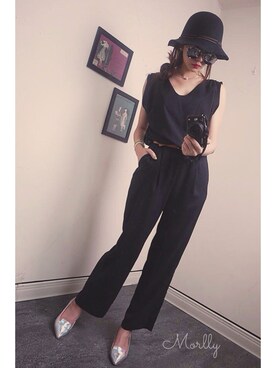 「LOVE」｜「アイテム（オールインワン・サロペット）」を使った、Morllyさん（レディース・161cm）の夏コーディネート
