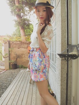 「skirt」｜「アイテム（キャップ）」を使った、Morllyさん（レディース・161cm）の夏コーディネート