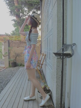 「skirt」｜「アイテム（キャップ）」を使った、Morllyさん（レディース・161cm）の夏コーディネート