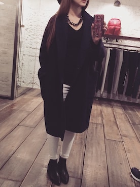 「oversize」｜「アイテム（ダッフルコート）」を使った、Morllyさん（レディース・161cm）の冬コーディネート
