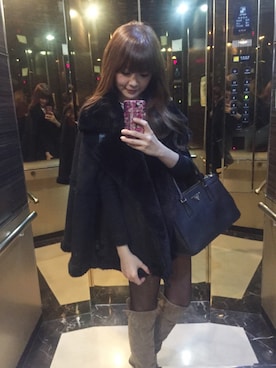「lady」｜「アイテム（その他アウター）」を使った、Morllyさん（レディース・161cm）の冬コーディネート