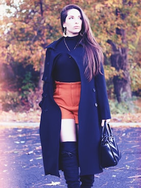 「アイテム（ダッフルコート）」を使った、Cynthia Schweitzerさん（レディース・150cm・30代）の秋コーディネート