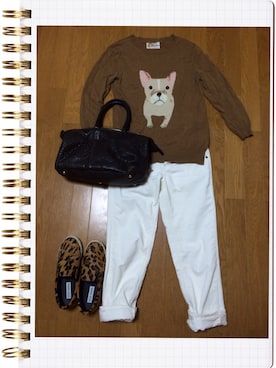 「Yves Saint Laurent rive gauche（イヴサンローランリヴゴーシュ）のアイテム（バッグ）」を使った、くんちゃんさん（レディース・154cm）の秋コーディネート