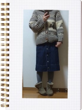 「Handmade（ハンドメイド）のアイテム（その他アウター）」を使った、くんちゃんさん（レディース・154cm）の冬コーディネート
