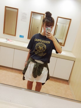 「パパのお下がり」｜moekaさん（レディース・155cm）の夏コーディネート