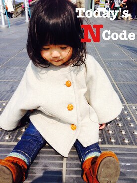 「LAGOM（LAGOM）のアイテム（ポンチョ）」を使った、nichi nichiさん（キッズ・90cm）の冬コーディネート