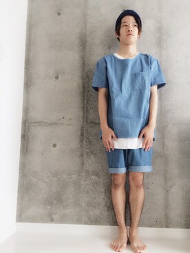「temptation（テンプテーション）のアイテム（パンツ）」を使った、森元  和輝さん（メンズ・160cm）の夏コーディネート