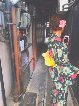 「アイテム（浴衣、グリーン系）」を使った、ぞえちゃんさん（レディース・157cm）の夏コーディネート